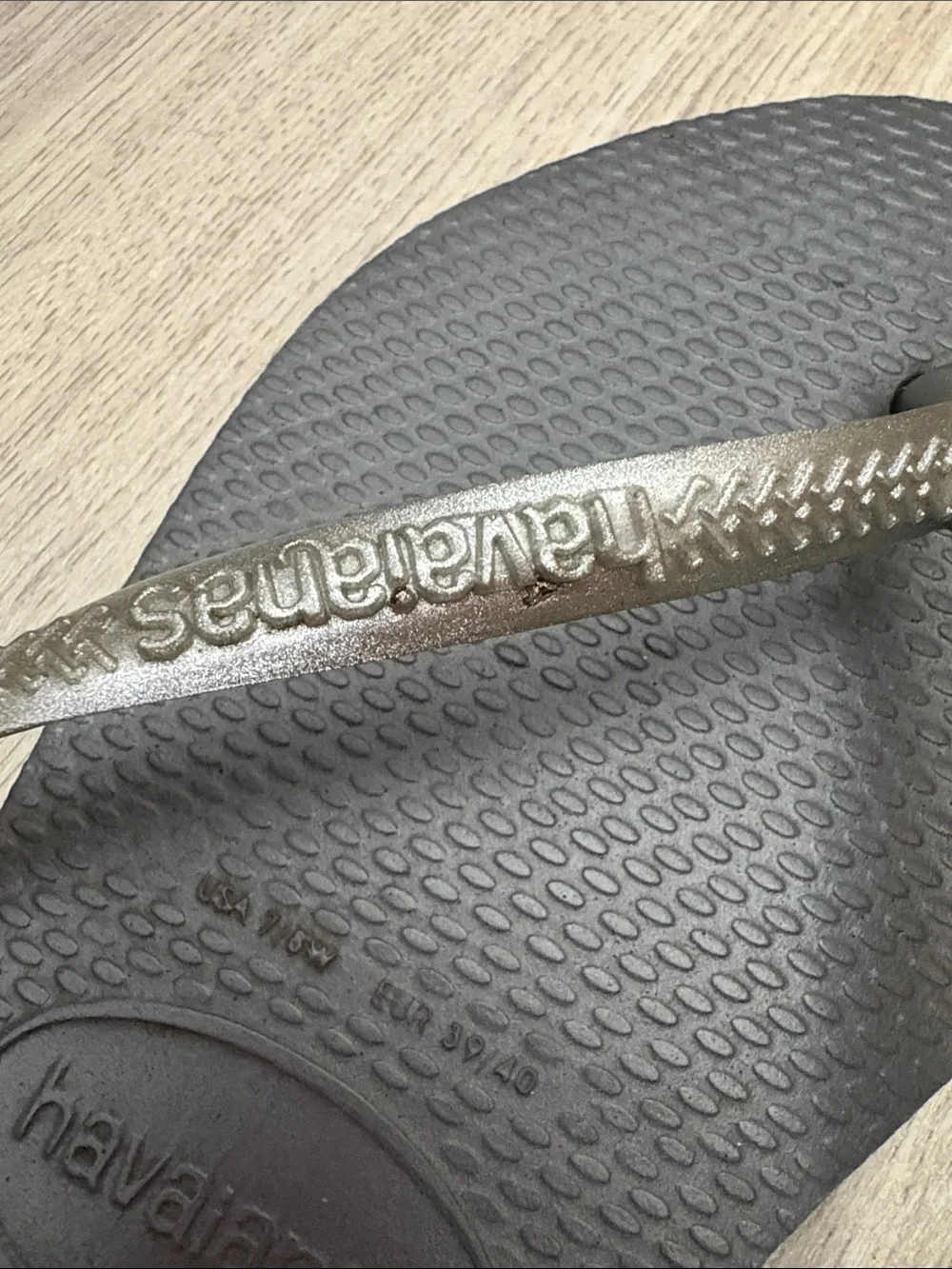 Silver Havaianas Slim Flip Flop Sandals for Women Size 7/8W